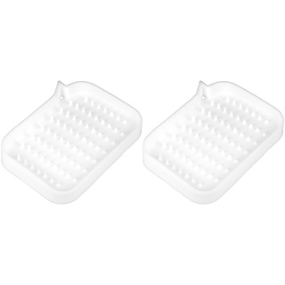 2 Stück Seifenschale Seife Trocken Seifenreinigung Lagerung für Hause Badezimmer Küche Silikon Weiß