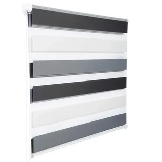 Woltu Doppelrollo 90 x 150 cm grau/schwarz