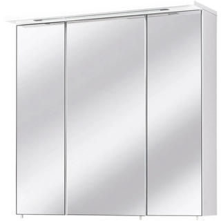 Schildmeyer Spiegelschrank Profil, Breite 70 cm, 3-türig, eingelassene LED-Beleuchtung, Schalter-/Steckdosenbox, Glaseinlegeböden, Made in Germany B/H/T: cm x 73 23 3 weiß Badschränke Schränke Nachhaltige Möbel
