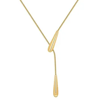 ROUGEMONT Edelstahlkette Moderne Y- Halskette Damen Halskette Statement Look, Luxuriöses Gold-Finish Hochglanzpoliert für eine edle Ausstrahlung goldfarben