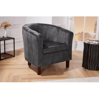 Riess-Ambiente Cocktailsessel HEMINGWAY Samt 1-St 75 x 80 x 80 cm Dunkelgrau mit Rollen