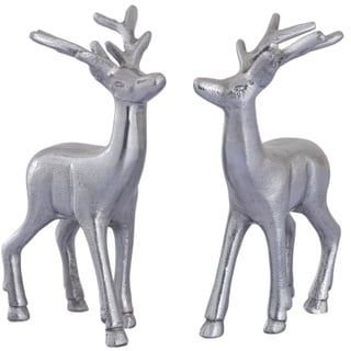 Amagohome Deko Figur Hirsch 2er Set Tischdekoration Tierfigur Metall Weihnachtsdeko Aluminium massiv : silber