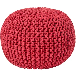 Homescapes Strick-Pouf, Rot, Textil, Uni, Rund, 40x35x40 cm, Wohnzimmer, Hocker, Poufs