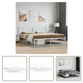 The Living Store Bettgestell mit Kopfteil Metall Weiß 180x200 cm - Weiß