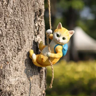Yarteim Garten Deko Katze Figur, Katze Gartendeko Für Draußen Wetterfest, Katzen Deko Kletter Figuren, Harz Tiere Statue, Katzenfigur Gartenstatue Für Miniteich Teichdeko Wanddeko Baumdeko