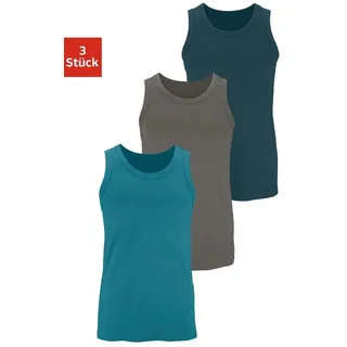 H.I.S. H.I.S Tanktop, Unterziehshirt, Unterhemd für Herren (3er-Pack) unifarben, Rundhalsausschnitt, aus Baumwolle bunt|grau 5 (M)