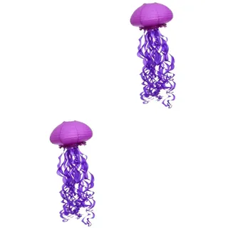 Amosfun 2 Stk Qualle Laterne Ornament Für Kinder Party-hängeleuchte Wünsche Laternen Meerjungfrau Laterne Dekorative Runde Hängende Laternen Kinder Diy Violett Papier