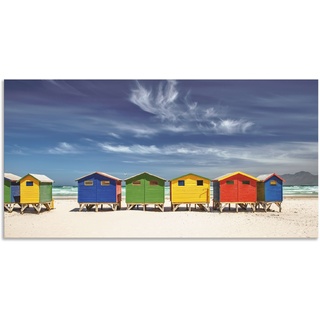 Wandbild ARTLAND "Bunte Strandhäuser bei Kapstadt" Bilder Gr. B/H: 100 cm x 50 cm, Alu-Dibond-Druck Strandbilder Querformat, 1 St., bunt Kunstdrucke