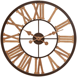 Wanduhr, Braun, Schwarz, Holz, Metall, 5x60 cm, Dekoration, Uhren, Wanduhren