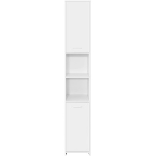 ML-Design Badezimmerschrank Weiß, 30x190x30 cm, Hochschrank für Badezimmer, Badschrank mit 6 Fächern und 2 Türen, viel Stauraum, Badregal aus MDF-Holz, Schmaler Schrank, Aufbewahrungsschrank Badmöbel