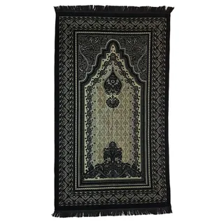 Ilkadim Türkischer Gebetsteppich 115 x 68cm Seccade Namazlik Sajada Sedschade (schwarz Gold)
