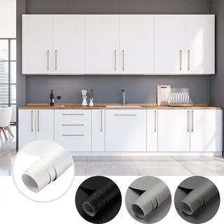 Cahomo 2 Rolle PVC Selbstklebende Klebefolie, 60 * 550cm Matt Weiße verdickte Küchenschrank Aufkleber Möbelfolie Wasserdicht Dekofolie Tapete Vinylfolie für Möbel Schrank Tische Wände Folie Tapete