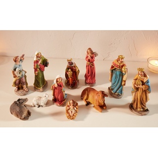 Dekoleidenschaft Krippenfigur Figurenset für die Weihnachtskrippe, Krippenfiguren, Weihnachtsfiguren (11 St), mit Maria, Joseph, Jesuskind, hl. 3 Könige, Hirte & Tieren bunt