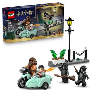 LEGO Harry Potter Hagrids und Harrys Flucht aus dem Ligusterweg 76459 | Spielzeug ab 8 Jahren für Jungen & Mädchen, Motorrad Modell mit 4 Minifiguren, 2 Todesser, Straßenszene, Geschenk, 124 Teile