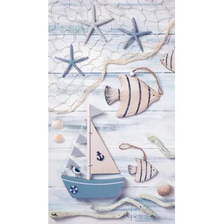 Good Morning Maritim Strandtuch 100 x 180 cm blau