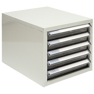 PROREGAL® Aktenschrank Schubladencontainer Kobra mit 5 Schubladen, HxBxT 15,5x27x34cm, Grau
