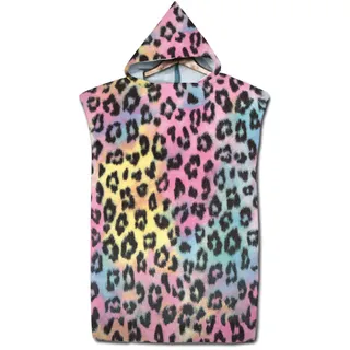 Highdi Surf Poncho Mikrofaser, Leopard Muster Badeponcho Strand Damen Herren Handtuch mit Kapuze Erwachsene Umziehhilfe Strand Poncho Schnelltrocknend Surfer Handtuch (Gelb,75x110cm)