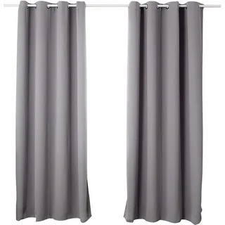 Woltu Vorhang Blickdicht mit Ösen, Thermovorhang Kälteschutz 2er Set Gardinen 117x138 cm Dunkelgrau, 250g/m2 Dicke Thermogardine Hitzeschutz für Schlafzimmer