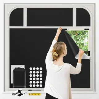 Sonnenschutz Fenster Verdunklungsstoff 3m X 1.45m Tragbares Verdunklungsrollo Ohne Bohren,Verdunklungsfolie für Fenster Velux,Dachfenster Verdunkelung