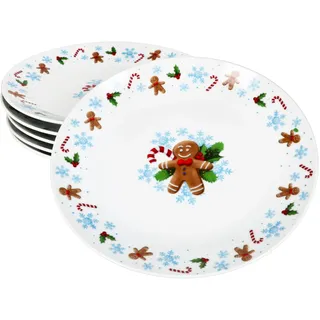MamboCat Candyman 6er Set Kuchenteller I kleine Porzellan-Frühstücksteller für 6 Personen mit eisblauem Weihnachtsdekor I Geschirr für Weihnachten, Advent & Nikolaus