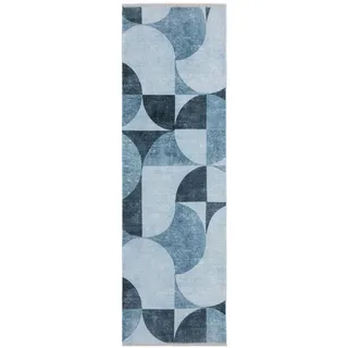 tesso living Kurzflor-Teppich, Blau, Textil, Abstrakt, Rechteckig, 80x215 cm rutschfest, Teppiche - Böden, Teppiche, Moderne Teppiche