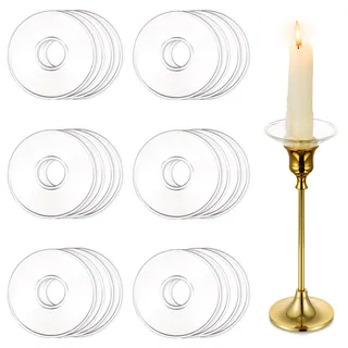 Hewory Gläser Kerzen Tropfenfänger für Stabkerzen 24er - Kerzenhalter Glas Tropfschutz für Spitz Tropfenfänger für Kerzen Glas Dekorative Kerzen Kommunion für Hochzeit Wohnzimmer, Klar Runde Felge