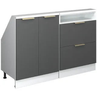 Vicco Unterschrank R-Line 120 x 81,6 x 46 cm Anthrazit-Gold/Weiß