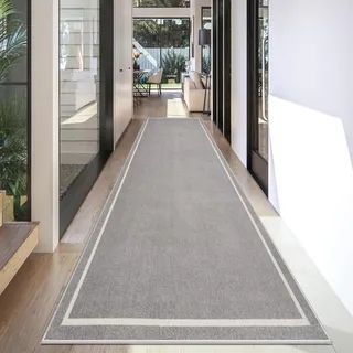 Teppich Läufer Flur Lang Küchenteppich 60 x 280 cm Teppichläufer Flur rutschfest Küchenläufer Waschbar Flurläufer Lang Grau Eingangsteppich Korridor Teppich Läufer für Küche Wohnzimmer Schlafzimmer
