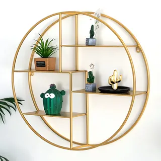 Schwebende Regale aus Metall, großes rundes Wandregal, industrielles Gold-Hängeregal für Wanddekoration, Aufbewahrungshalter |für Wohnzimmer, Schlafzimmer, Badezimmer, Küche ( Size : 70x16x70cm )