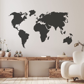 GRAZDesign Wandtattooo Weltkarte, Wandaufkleber Wandsticker mit Kontinenten, Wohnzimmer - 102x57cm / 054 türkis