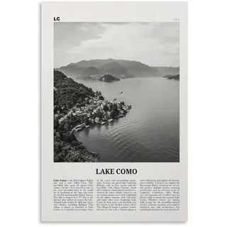 LZTEN Comer See Print Black And White Lake Como Wall Art Lake Como Poster Lake Como Photo Lake Como Wall Decor Lake Como Map Italy Italy Canvas Wall