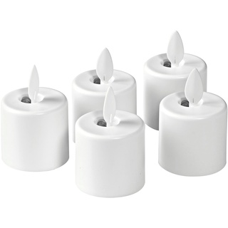 DUNI LED Set Moving Flame, wiederaufladbar, Warm White, 5 Stück, Ersatzteil 38 x Ø 36 mm 25 Std. Weiß