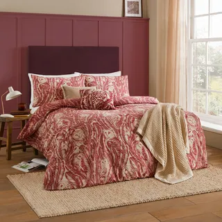 furn. Wylder Albus Bettbezug Set – Wendbar Wald Eule Slub Baumwollreich Bettwäsche (Mineral Blau - 230x220cm), Redwood