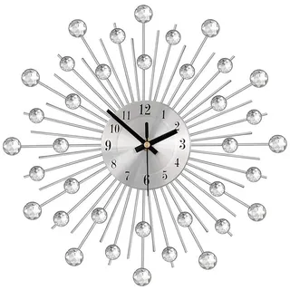 YLME Wanduhren fürs Wohnzimmer, 3D-Kristall-Wanduhr ohne Geräusche, Wanddekorationsuhr aus Metall für Wohnzimmer und Schlafzimmer,(500 * 500 mm)