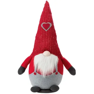 Wichtel Gnom Zwerg Figur XXL 78cm mit Herz Rot Weihnachtsdeko Livarno Home