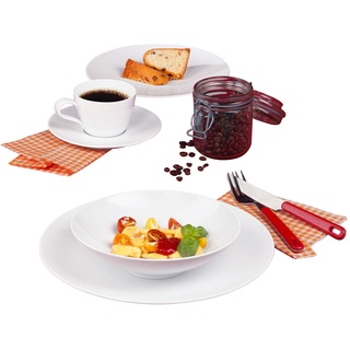 Seltmann Weiden 001.737480 weiß Kombiservice 30-teilig | Serie Life Set beinhaltet je 6 Speiseteller, Suppenteller, Frühstücksteller, Kaffeeober-und Untertassen, Hartporzellan