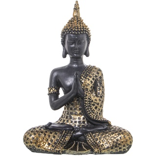 DRW Figur eines sitzenden Buddha aus Harz, in Gold und Braun, 16 x 9 x 23 cm