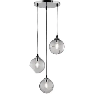 Reality Leuchten LED Pendelleuchte, Dimmfunktion, LED wechselbar, warmweiß, Cluster Rauch-glas Glaskugel-n hängend Esstisch & Treppenhaus, Ø 35cm grau|silberfarben
