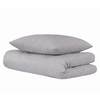 SCHIESSER Grebur Zickzack Baumwolle Hellgrau 135 x 200 cm + 2 x 80 x 80 cm