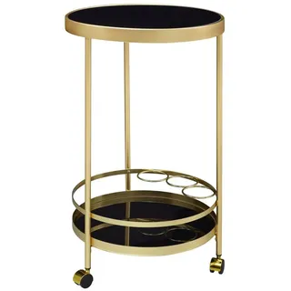 Wohnling Beistelltisch Design Servierwagen Gold Rund Ø 45cm 2 Ebenen, Beistelltisch auf