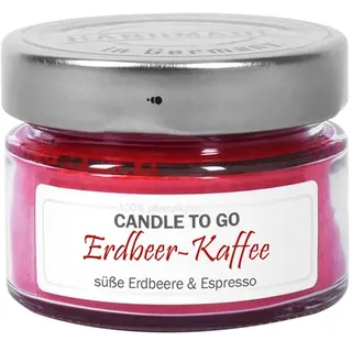 Candle Factory Candle TO GO Duftkerzen aus pflanzlichem Stearin im modernen Schraubdeckelglas, ca. 20h Brennzeit, Duft: Erdbeer-Kaffee