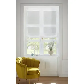 Raffrollo TENDER, Guido Maria Kretschmer Home&Living, mit Klettband, transparent, Leinen Optik mit Struktur, monochrom weiß 45 cm x 140 cm