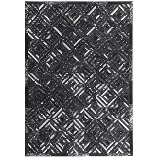 Kayoom Spark 410 Lederteppich 120 x 170 cm Schwarz/Silber