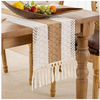 LuxusKollektion Tischläufer Tischläufer Boho Braun 30x140cm Makramee Quasten (1-tlg) braun|bunt