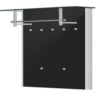 Garderobenpaneel  Juno , schwarz , Holzwerkstoff, Glas  , Maße (cm): B: 96 H: 78 T: 33