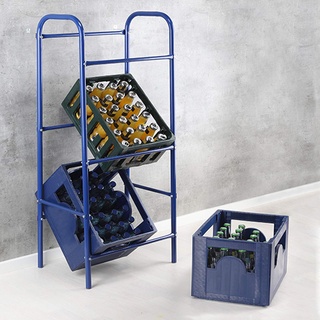 Praktischer Flaschenkastenständer Getränkekistenständer Kastenständer Regal in Blau für 3 Kästen