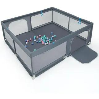 Costway Laufstall, Grau, Kunststoff, 200x180 cm, Babymöbel, Laufstall Baby
