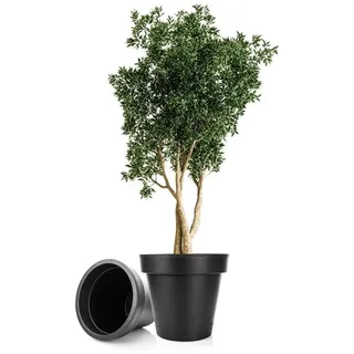 BigDean Blumentopf 2x Pflanzkübel XXL ø 60 cm anthrazit wetterfester Blumenkübel (Set, 2 St., Pflanzkästen), Pflanzkübel, Blumentopf, Indoor & Outdoor geeignet, Wetterfest schwarz Ø 60 cm x 60 cm x 52 cm x 60 cm