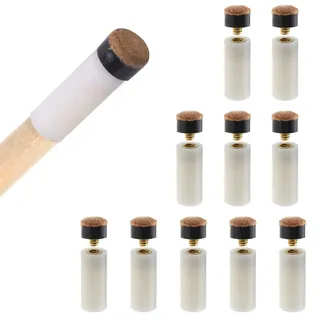 10 Sätze Anschrauben Billard Queue Spitzen, 10mm Billard Queue Tipps Ersatz, mit Plastik Pool Queue Zwinge, Hartes Leder Ersatz Schraub Tipps Billard Zubehör für Snooker Pool Queues