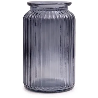 OFFIDIX Glasvase, moderner minimalistischer Stil, vertikale Streifen-Säule, Blumenvase für Büro, Zuhause, Party und Hochzeitsdekoration (Grau)